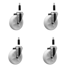 5 Inch SS Nylon Wheel Swivel 7/8 Inch Expanding Stem Caster Set SCC
