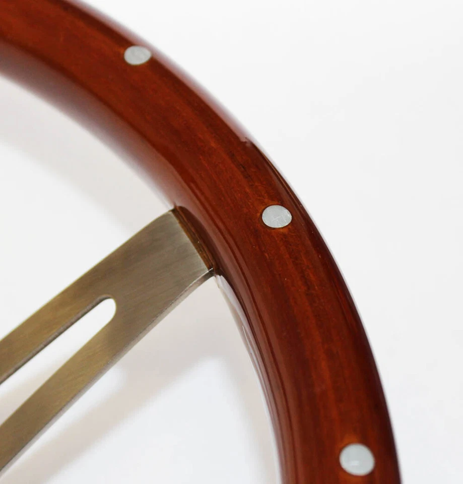 1964-1966 Pontiac Grand Prix LeMans Wood Steering Wheel 15" High Gloss Rivets - Image 4 of 4