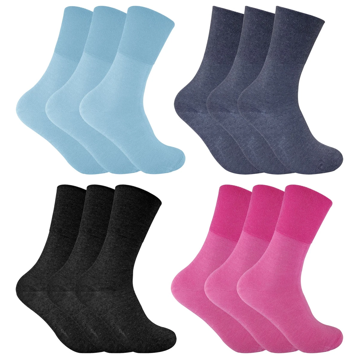 Calcetín Snob - Paquete de 3 calcetines térmicos extra anchos para diabéticos para mujer