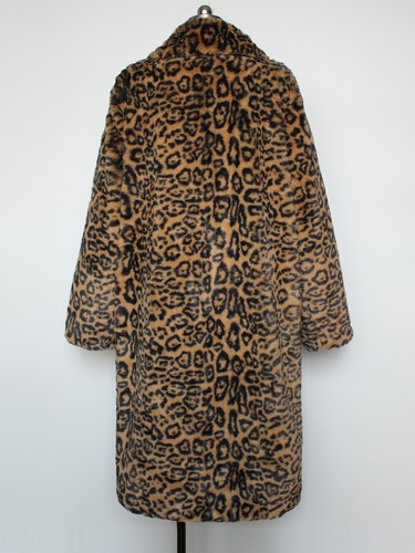 112cm-117cm Length Mens Lapel Leopard Printed Long Faux Fur Coat Overcoat Winter - Picture 15 of 16