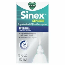 Vicks Sinex Severe Nasal Decongestant Spray Fast Acting Relief 0.5 oz Pack of 3