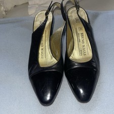 BRUNO MAGLI SLINGBACK PUMPS BLACK LEATHER SHOES 5.5B VINTAGE