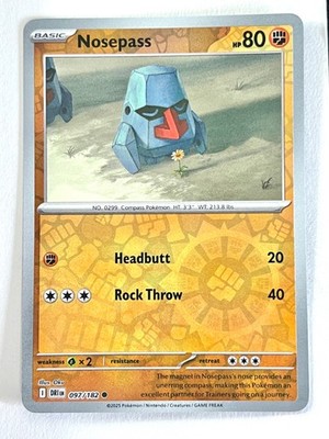 Nosepass 097/182 Reverse Holo Destined Rivals Pokemon - Pack Fresh Near Mint NM