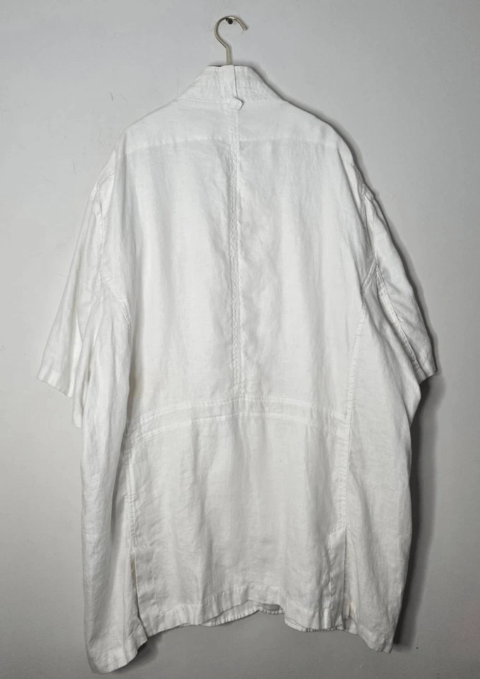 Inserch Men’s Linen Utility Shirt Jacket Size 4XL White Short Sleeve Button Fron - Image 4 of 4