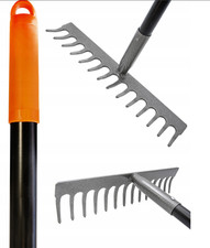 Garden Master Metal Rake with 14 Teeth, 130 cm Long Handle, 35.5 cm Wide Head,