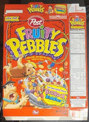 VINTAGE 1998 FRUITY PEBBLES CEREAL BOX,  COLLECTOR'S ITEM 