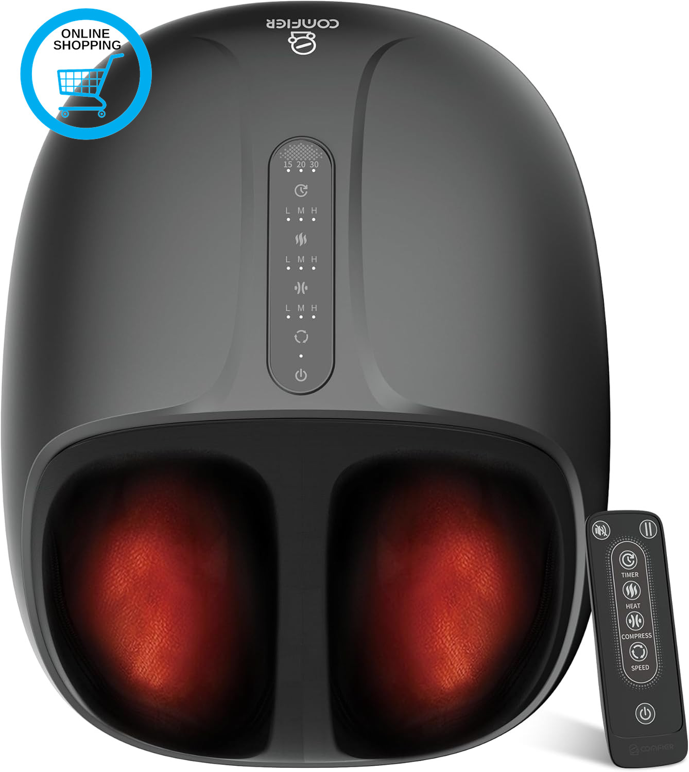 Foot Massager with Heat,Shiatsu Foot Massager with Dual Heating,3 Kneading & 3 C