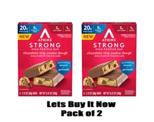 Atkins Strong High Protein Chocolate Chip Cookie Dough Bar, 4 Count Pack of 2