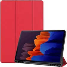 For Samsung Galaxy Tab S7 S7+ Plus S7 FE Case Leather Tablet Stand Cover Red