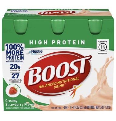 Nestle Boost High Protein Balanced Nutritional Drink Creamy Strawberry 24 Ct