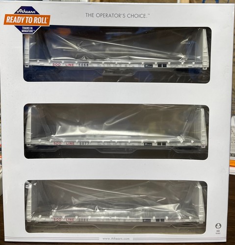 ATHEARN HO RTR 90552 SOO LINE 60' MAMPARO COCHE PLANO PAQUETE DE 3 | Zustand: New
