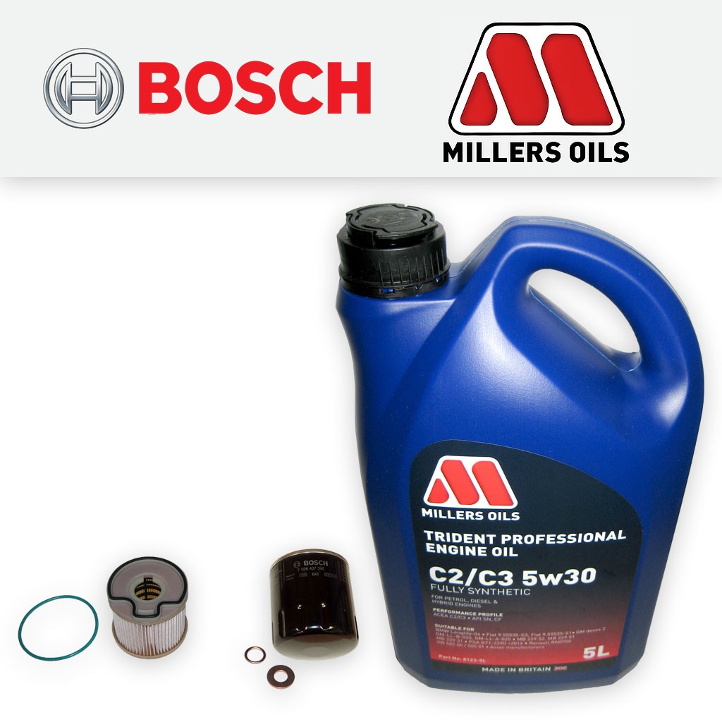 SERVICE KIT for PEUGEOT 206 2.0 HDI BOSCH OIL FUEL FILTER +5w30 OIL 1999-2001