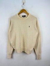 Vintage 90s Ralph Lauren Polo Knit Sweater Jumper Heavy Cotton Beige Size M