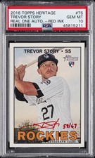 2016 TOPPS HERITAGE REAL ONE AUTOS RED INK #TS TREVOR STORY #/67 PSA 10 AUTO