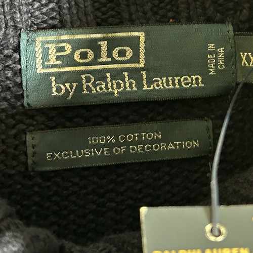 NEW Polo Ralph Lauren 100% Cotton Navy Knit Half-Zip Sweater Size XXL RED PONY - Picture 3 of 10