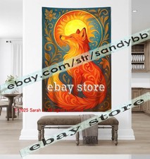 Tapiz de arte mítico Sunveil Fox fantasía solar decoración hogar impresión de pared 59X82 pulgadas