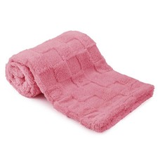 Plush Soft with Square Checkered Baby Blanket,Fleece Infant Baby, Dark Pink