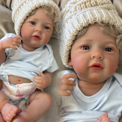 18 Zoll verwurzeltes Haar Reborn Baby Puppe Junge Mädchen waschbar Vinyl Körper Bebe