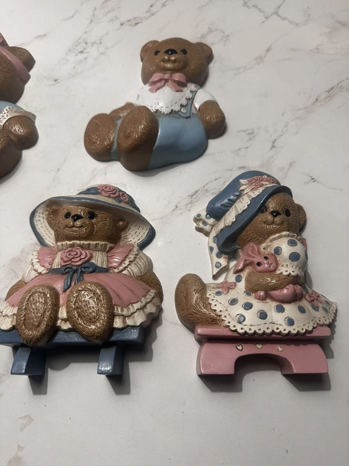 5 Burwood Teddy Bears Decor Set Baby Nursery Wall Hanging Lot Vintage 1994 - Image 2 of 4
