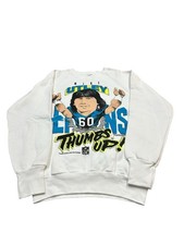 vintage 1991 Detroit Lions Mike Utley 60 "Thumbs Up" white Sweatshirt Mens S