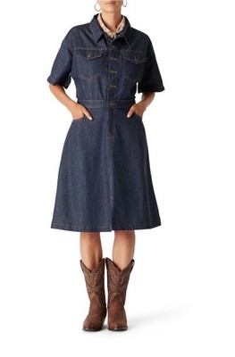 NWT Women s Levi's Vintage 95' Jean Denim Button-Up Dress Dark Blue Size XS