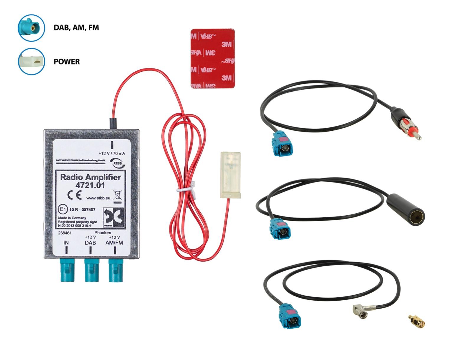 Splitter antenne AM FM DAB+ adaptateur DIN femelle vers mâle SMA mâle SMB femelle