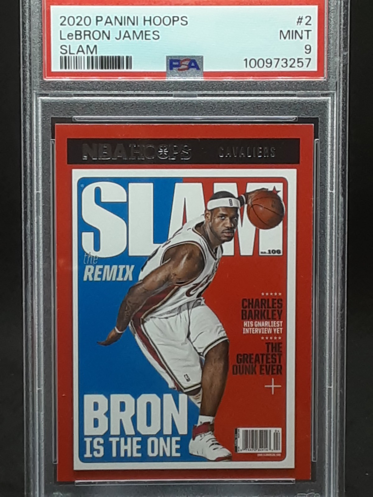 LEBRON JAMES 2020-21 HOOPS SLAM PSA MT 9 CAVALIERS QQ