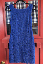 Adrianna Papell Women's Royal Blue Lace Sleeveless Mini Dress Rear Zip Size 2