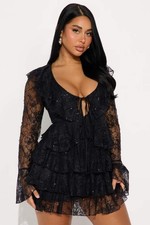 Lace Mini Dress- Black
