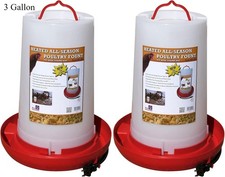 Farm Innovators 2 Pack Heated Chicken Waterer, 3 Gallon, NEW