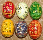 6 Hand Painted Wooden Pysanky Ukrainian Easter Eggs
