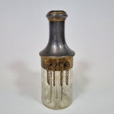 Antiker seltener französischer 4 Kammer Zerstäuber Glas Parfüm Flakon 15 cm hoch