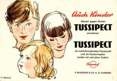 AK WERBUNG TUSSIPECT HUSTENSAFT BEIERSDORF HAMBURG MEDIZIN 1954