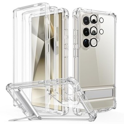 Galaxy S24 Ultra Armor Case with Screen Protector, Full Body, 3 Kickstand Modes