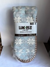 MUK LUK LUK EES Women's Slipper Socks Blue Geometric Snowflake SIZE L/XL 8-10 