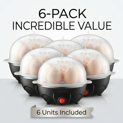 Black Easy Egg Cooker Electric 7-Egg Capacity Soft Medium Hard-Boiled Egg...