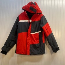 Obermeyer Rebel Jacket Teen Boy Large 14-16 Red Grey Insulated Ski Snow Gorpcore