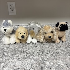 Lot of 5 Webkinz plush stuffed animal dogs Husky lab schnauzer spaniel pug
