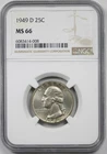 1949-D 25C NGC MS 66 Washington Silver Quarter