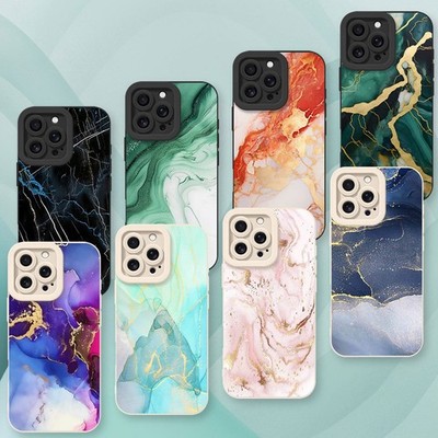 For iPhone 15/14/13/16 Pro Max/17 Tough Silicone Soft Cover Delicate Marble Case