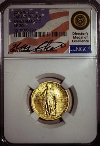 2016-W Gold 24k Standing Liberty Quarter 1/4 oz - NGC CERTIFIED - SP70
