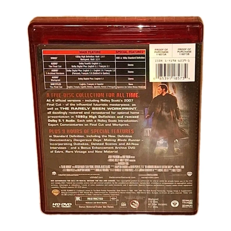 Blade Runner - The Complete Collectors Edition (HD-DVD, 2007, 5-Disc Set) HD DVD - Image 3 of 4