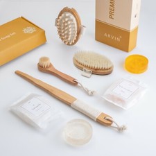 Arvin All Natural Dry Brushing Body Brush Premium Gift Set w. Soaps - Exfoliate
