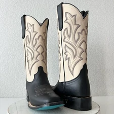 Lane Womens Black Square Toe Cowboy Boots Leather Western Size 8