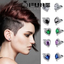 Love Heart 8MM Wide 925 Sterling Silver CZ Halo Heart Stud Earrings For Women