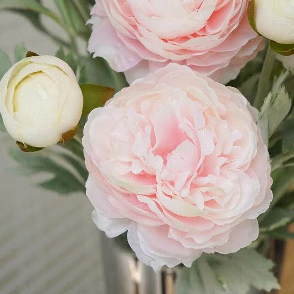 3 Heads Silk Peony Bouquet Single Branch Simulation Flower eBay