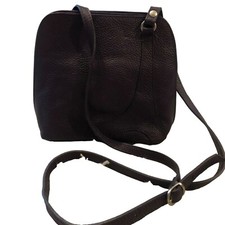 Italian Genuine Leather Crossbody Bag Dark Brown Adjustable Strap Multiple Pocke
