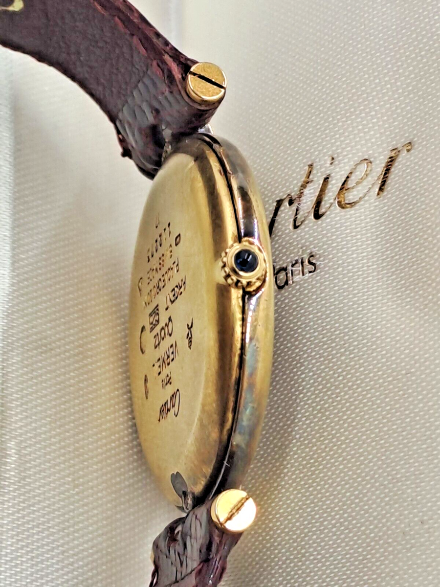 VINTAGE MUST DE CARTIER VERMEIL ARGENT 925 PLAQUE ORG 20M QUARTZ