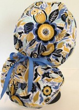 Floral Medical Ponytail Pouch Surgery OR Scrub Cap Anesthesiologist Chef Hat