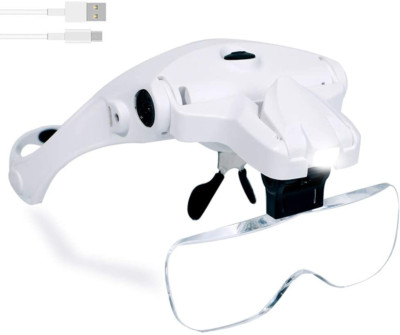 Lupa De Cabeza Con LED Luz Gafas Para Trabajo Cercano KIT De 5 Lentes De Aumento
